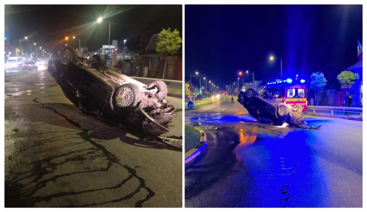 Read more about the article Un șofer beat a ”zburat” prin sensul giratoriu din Florești