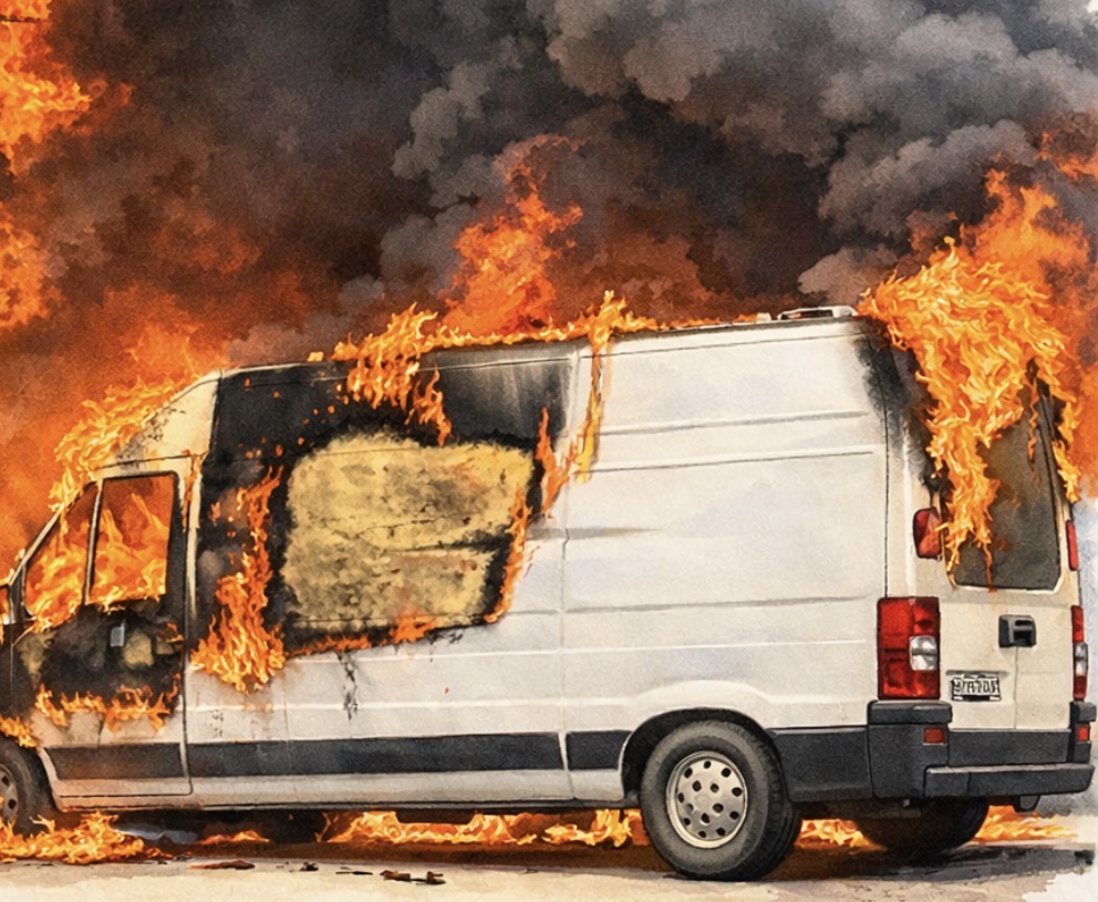 Read more about the article Incendiu la o autoutilitară, pe strada Henri Barbusse. Pompierii au evacuat patru persoane