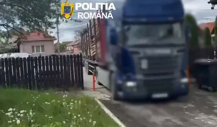 Read more about the article TIR de 200.000 de euro confiscat de polițiștii clujeni: șoferul avea 6 mc de material lemnos mai mult decât în acte