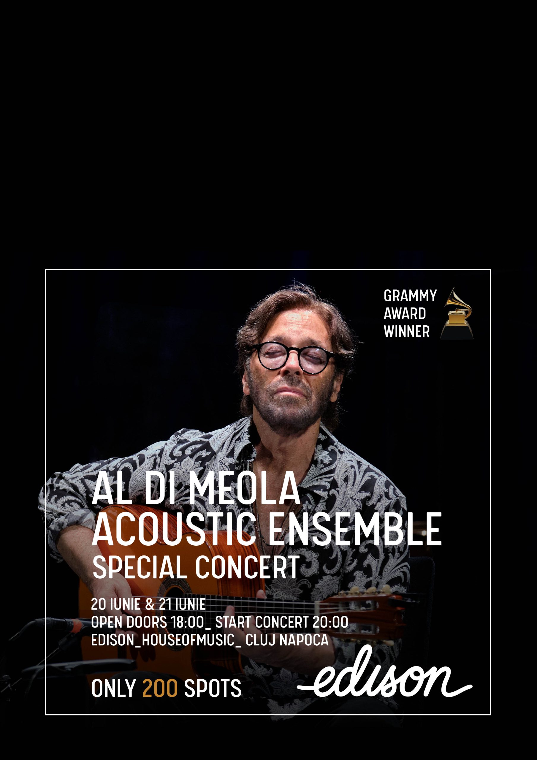 Read more about the article Legendarul Al Di Meola ajunge la Cluj într-un concert intim cu doar 200 locuri, la Edison House of Music