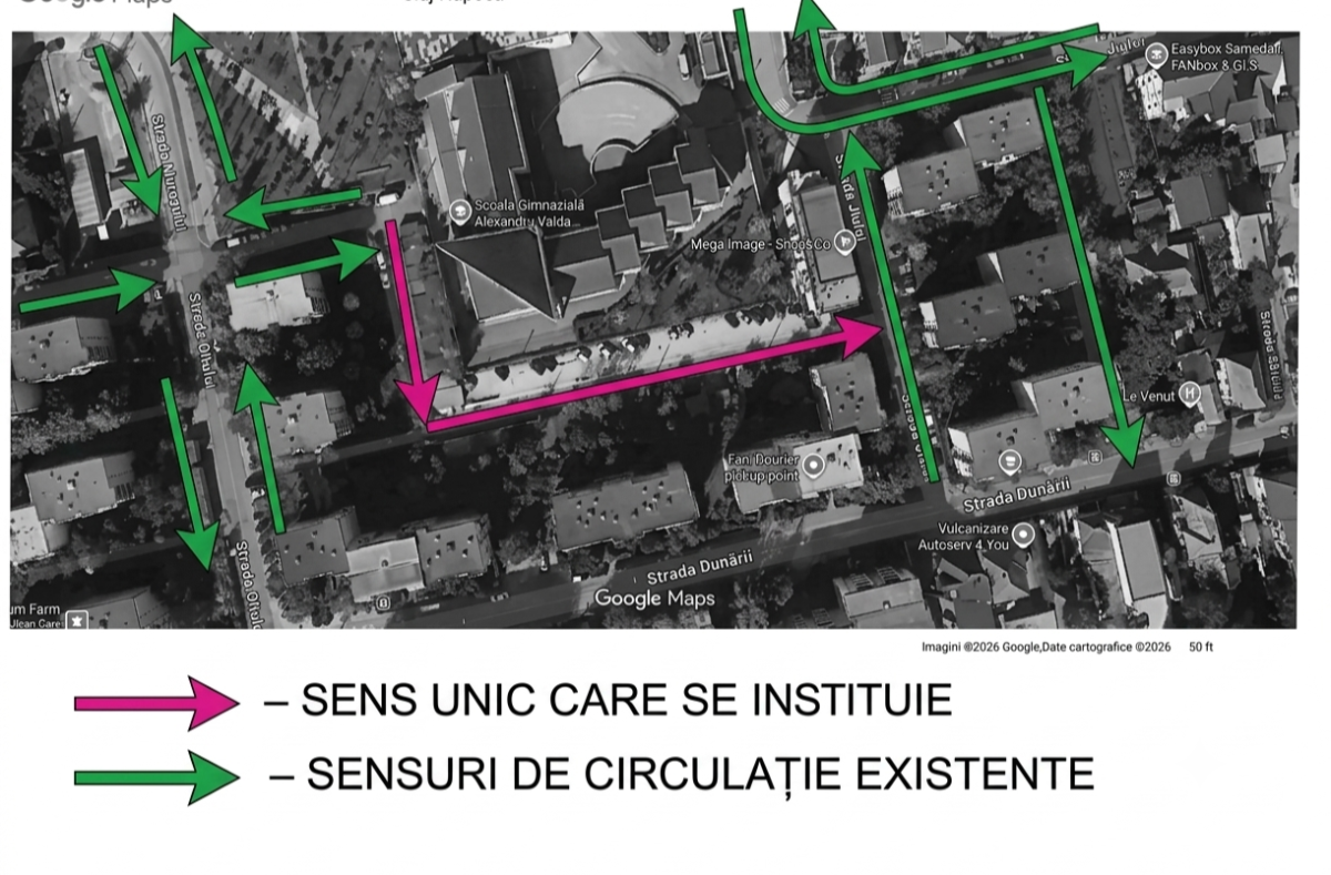 Read more about the article Sens unic în zona Școlii „Alexandru Vaida Voevod” din 29 iunie