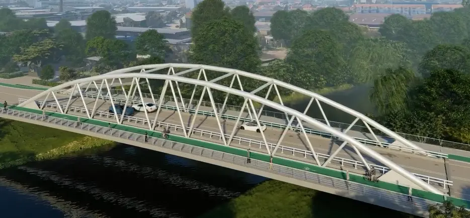 Pod peste Someșul Mic pe strada Fabricii de Zahăr, în lucru